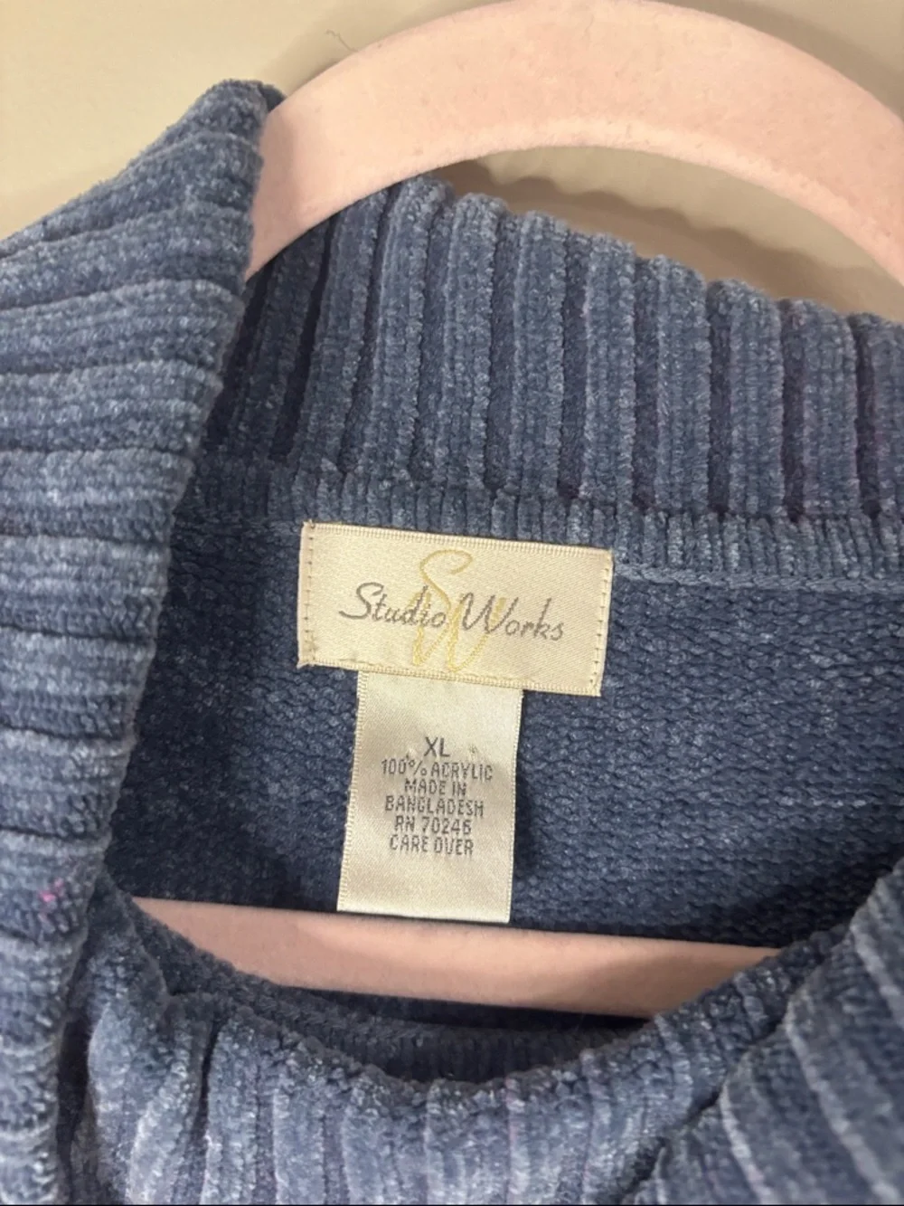 Studio Works Navy Ribbed Funnel Neck Sweater - Picture 2 of 3